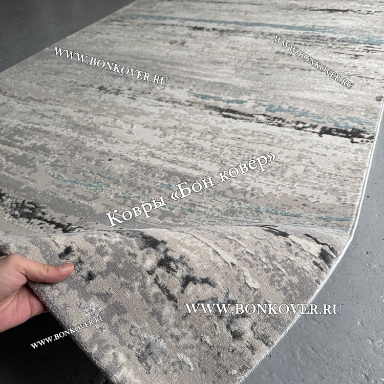 Турецкий Ковер Для Гостиной Арт 30037 Серый с Голубым